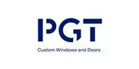 PGT logo with the words “Custom Windows and Doors” on a white background.