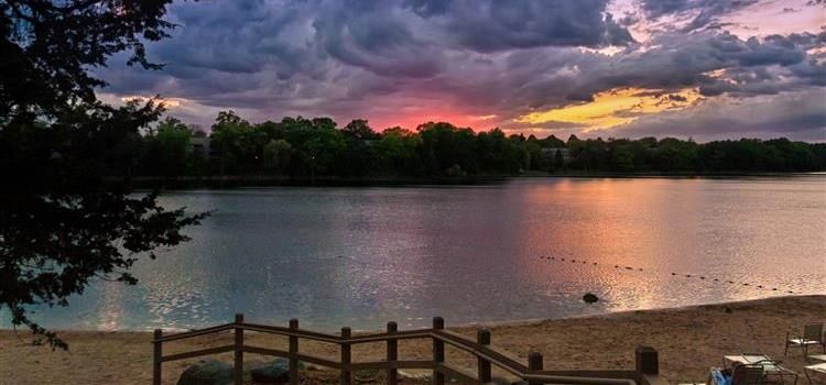 sunset at lake barrington in lake barrington, il