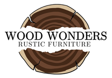 A logo for wood wonders rustic furniture