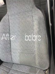 Car seat upholstery, cleaned section