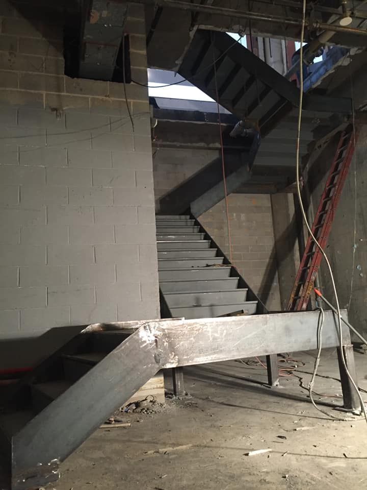 A set of stairs in a building under construction