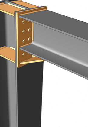 A close up of a metal beam on a white background.