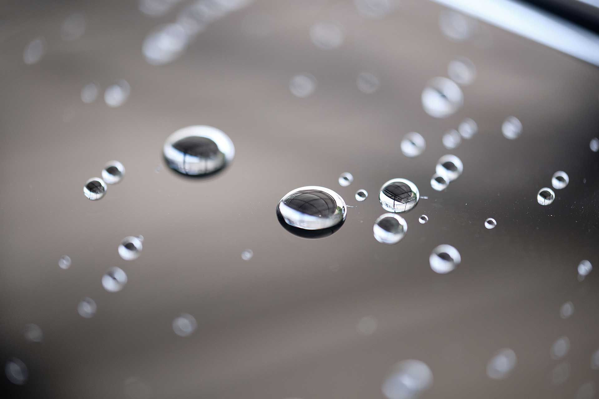 Water droplets on the car hood