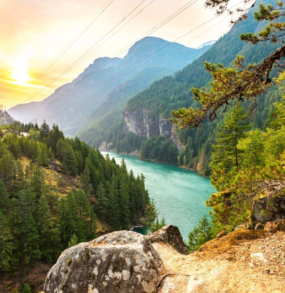 Mountains and river