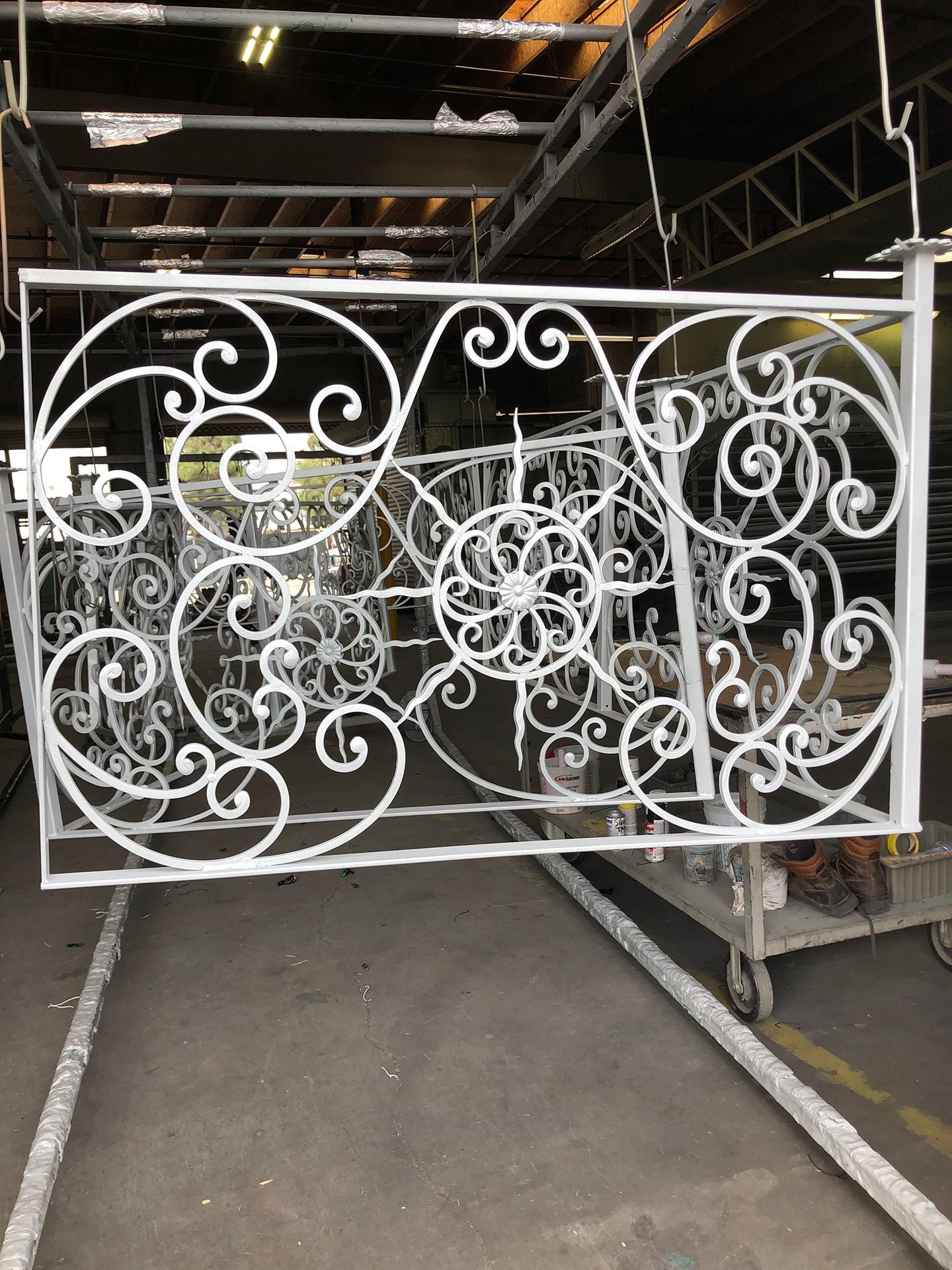 white decorated frame powder coat