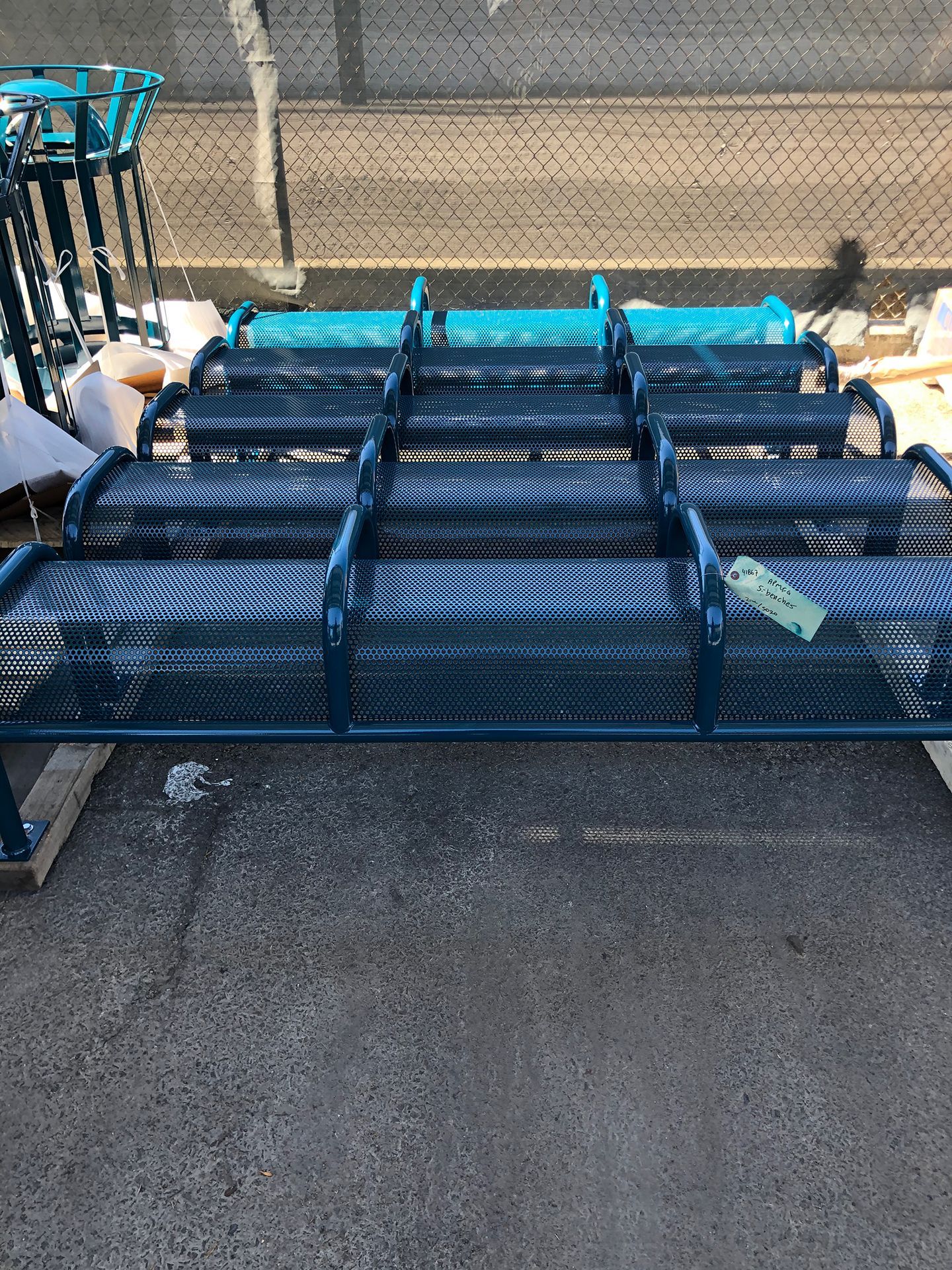 blue benches powder coat