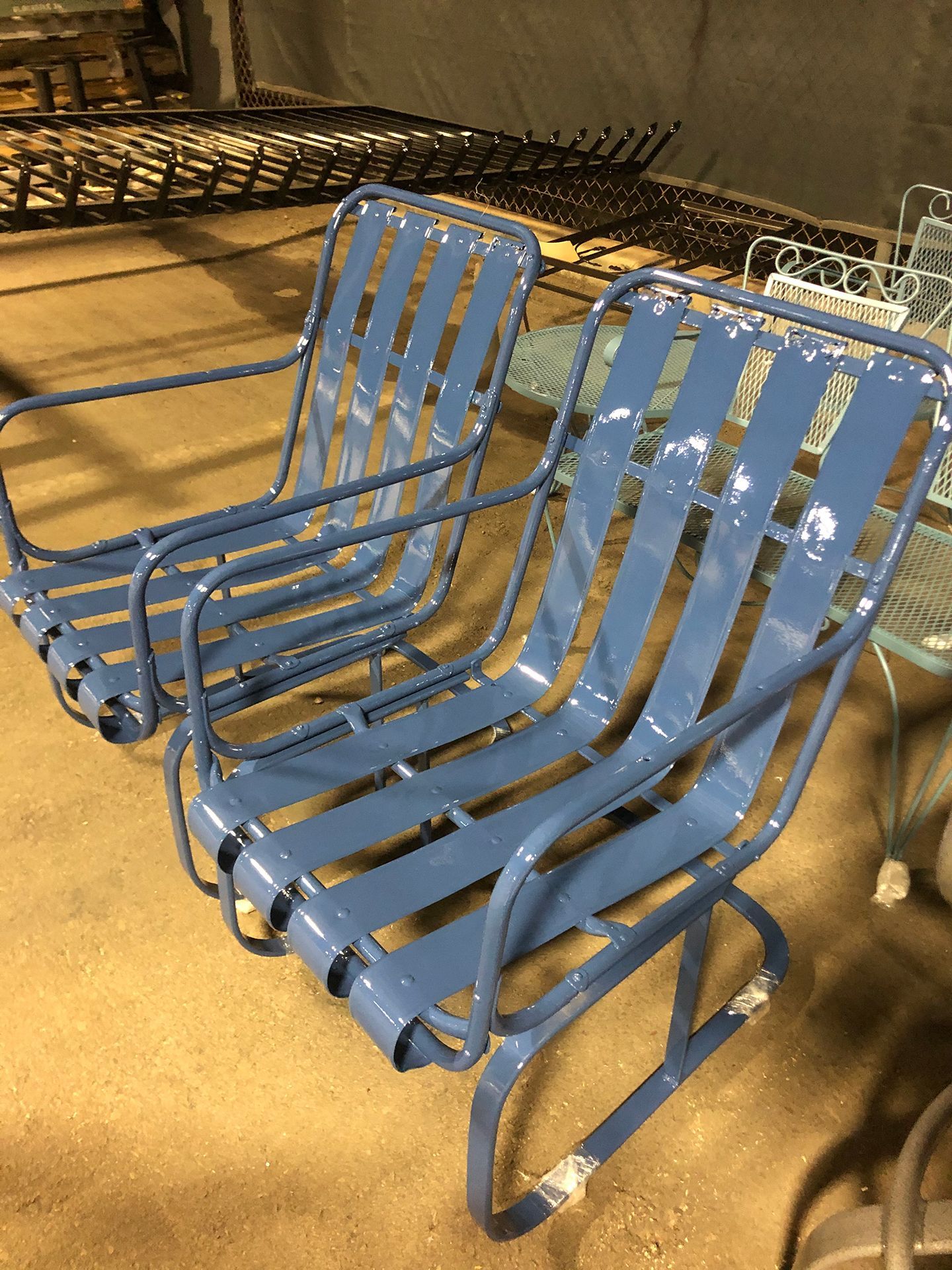 blue chair powder coat
