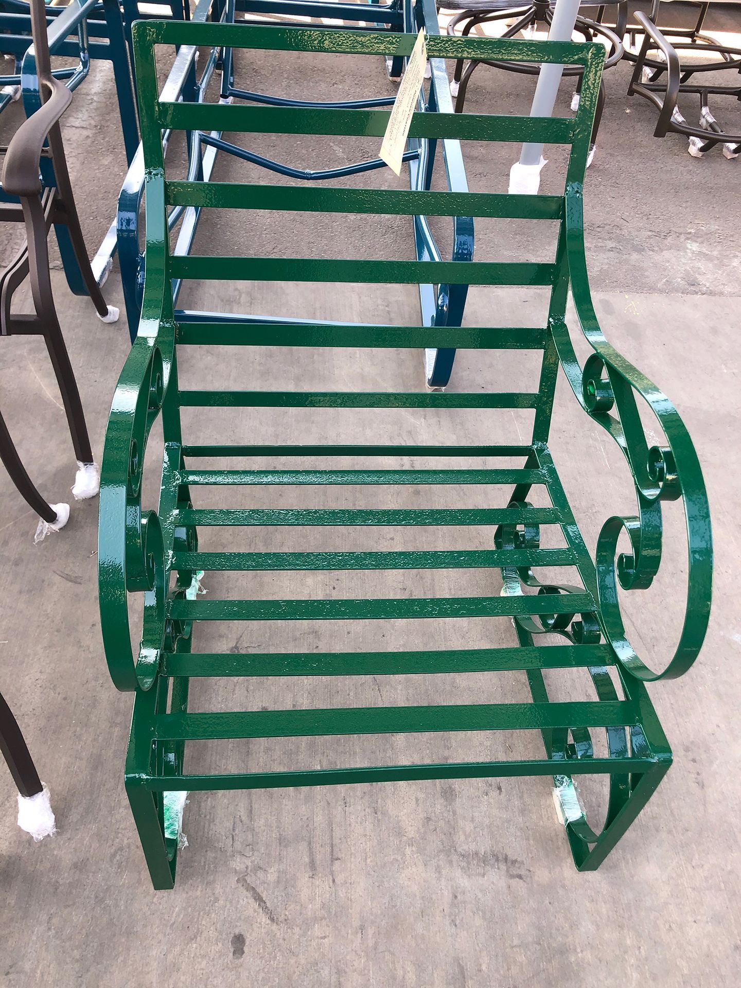 green chair powder coat