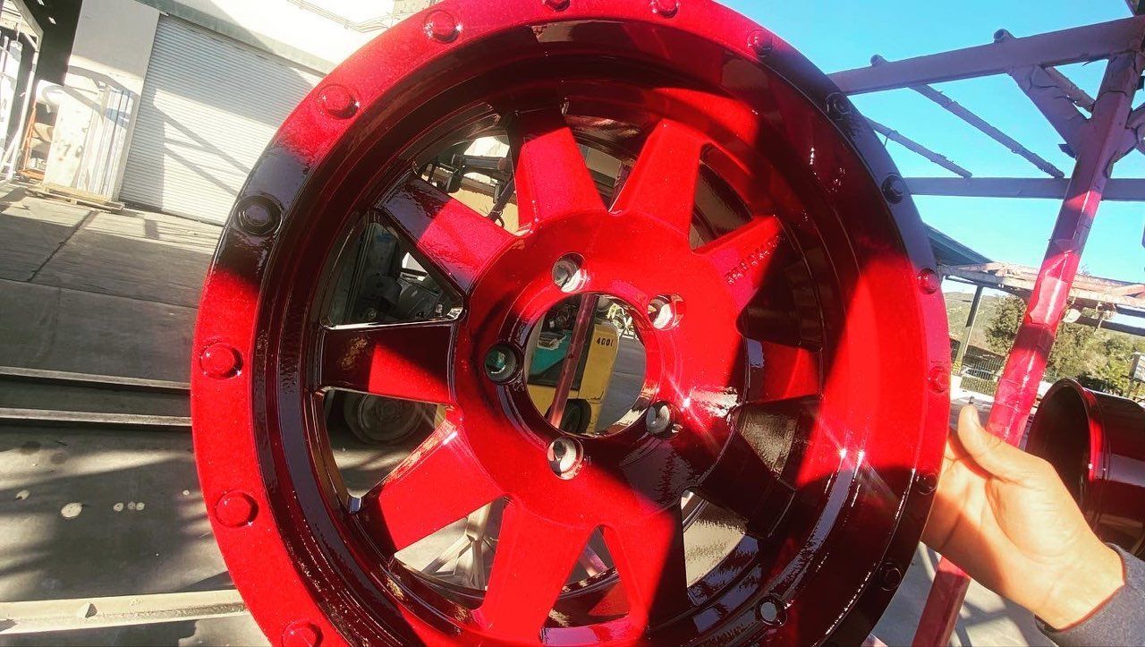 powder coating red auto mags