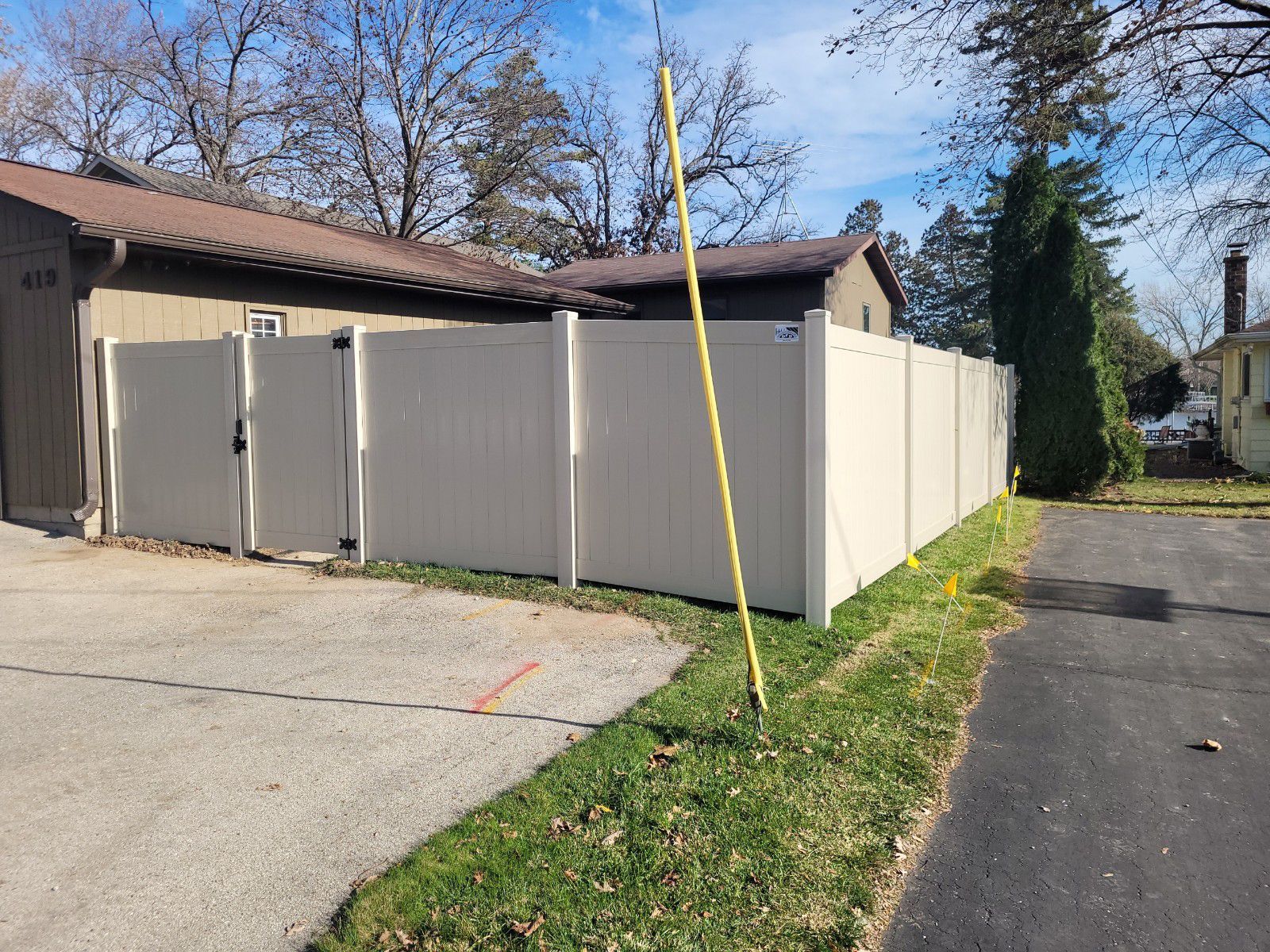 Newly-built white fence