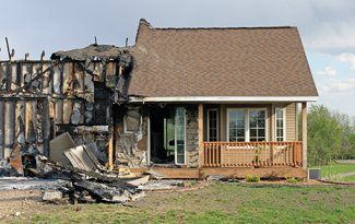 Fire damaged house