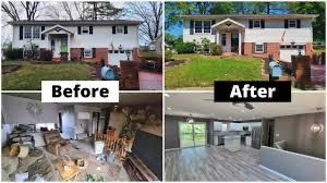A before and after photo of a house that has been remodeled.