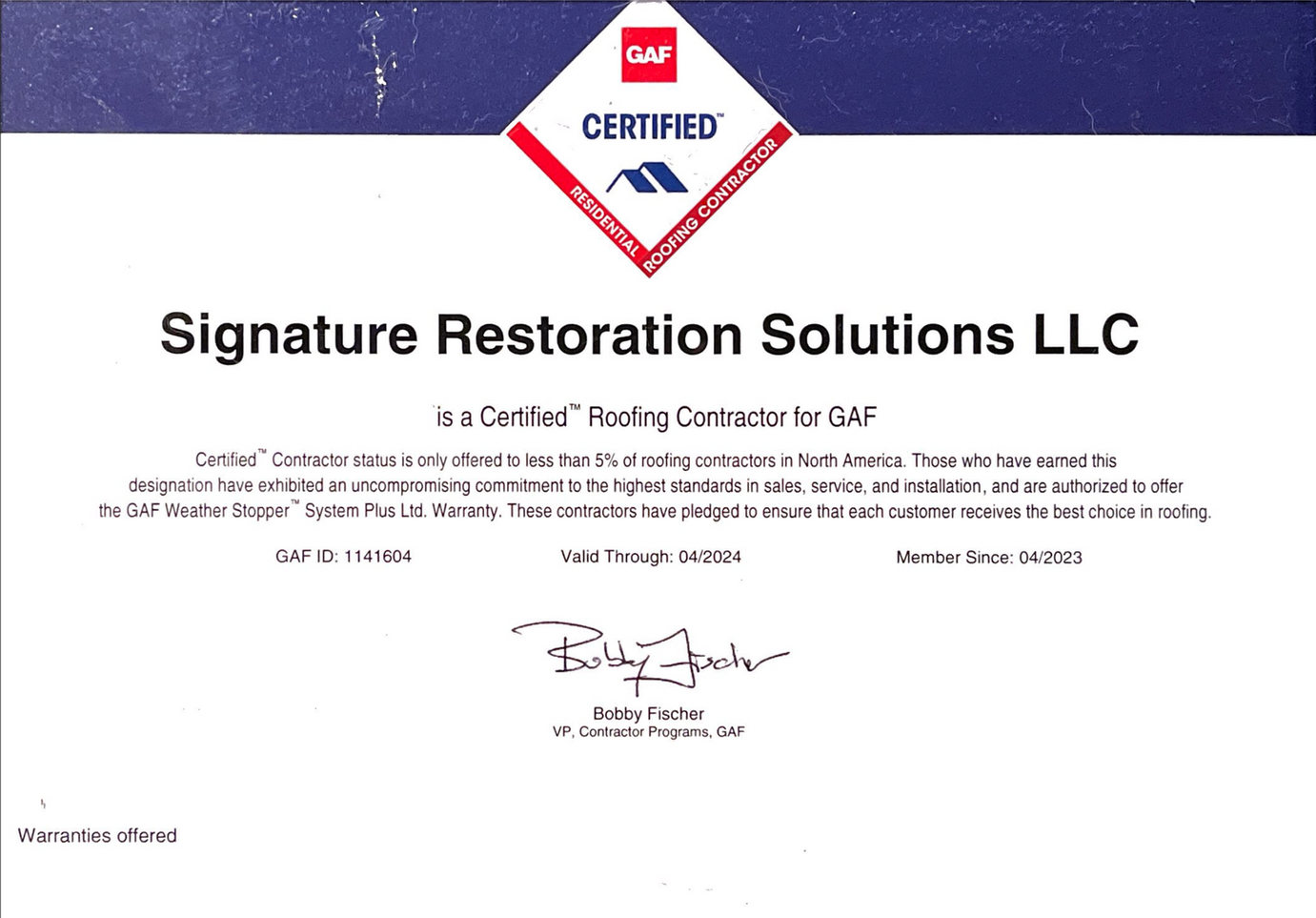 Signature Restoration Solutions LLC
