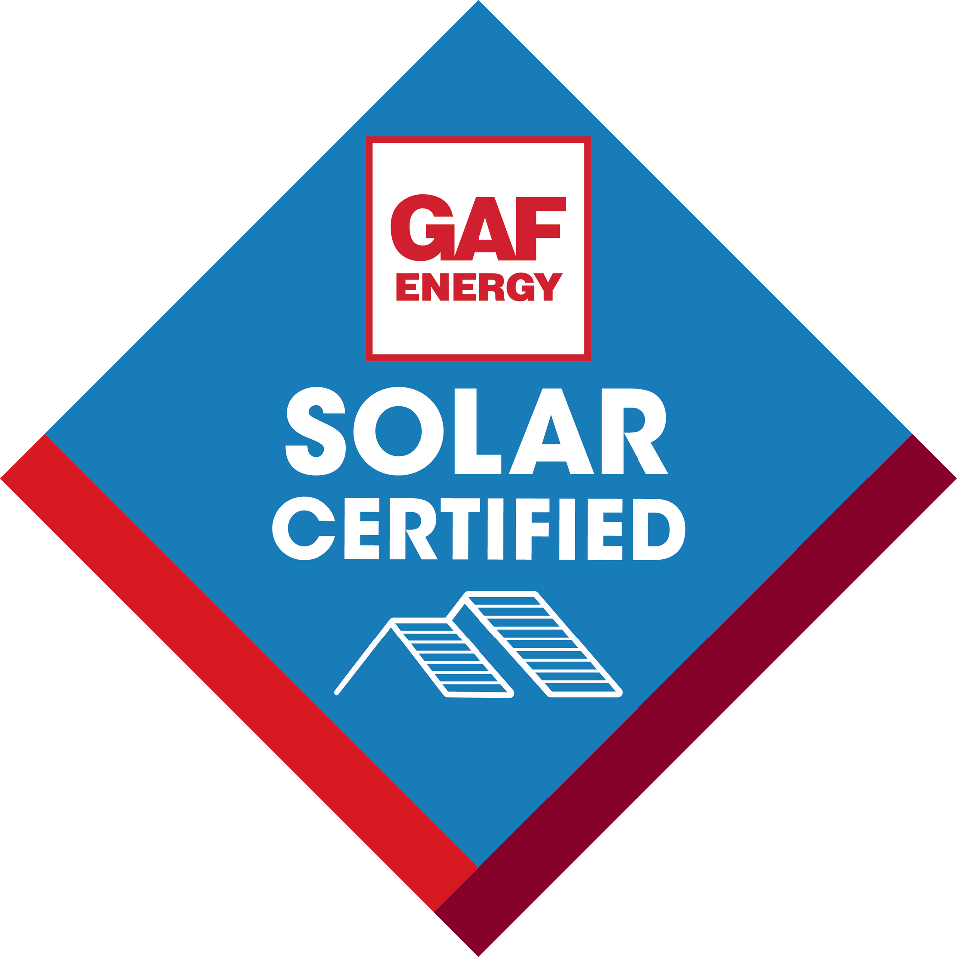The logo for gaf energy is solar certified.
