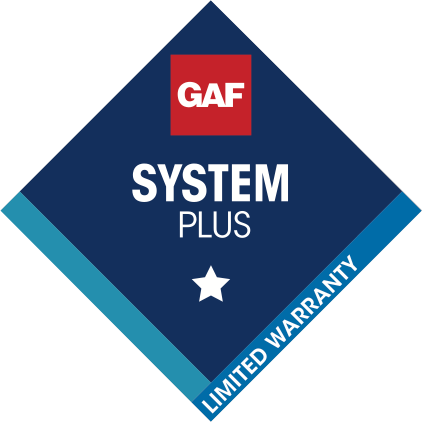A logo for gaf system plus limited warranty