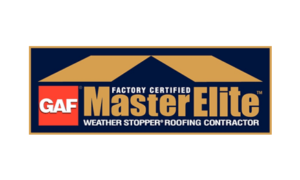 A factory certified master elite weather stopper roofing contractor logo