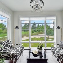 A living room with two couches and a coffee table