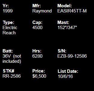 Raymond Forklift Model Details