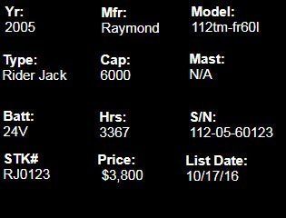 Raymond Forklift Model Details