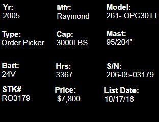 Raymond Forklift 261 Details