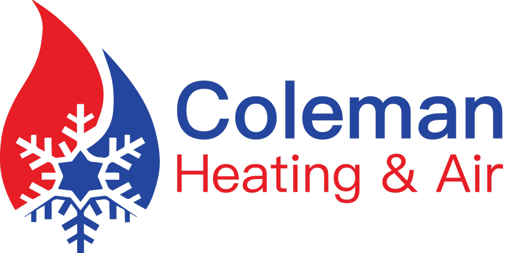 Coleman Heating & Air logo with red and blue flame and snowflake icon