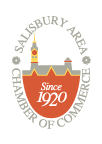 Salisbury Area Chamber of Commerce logo with white arch and red shield reading “Since 1920”