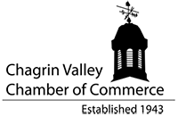Chagrin Valley Chamber of Commerce logo with a black tower icon and “Established 1943” text