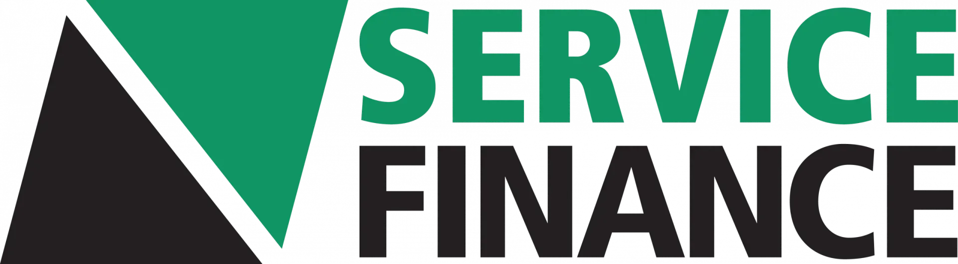 Service Finance logo with green, black and white geometric design and bold text