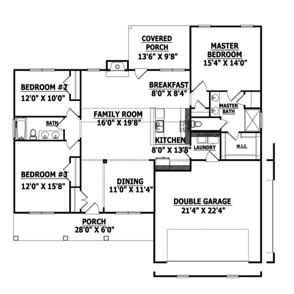 A floor plan of a house with a covered porch